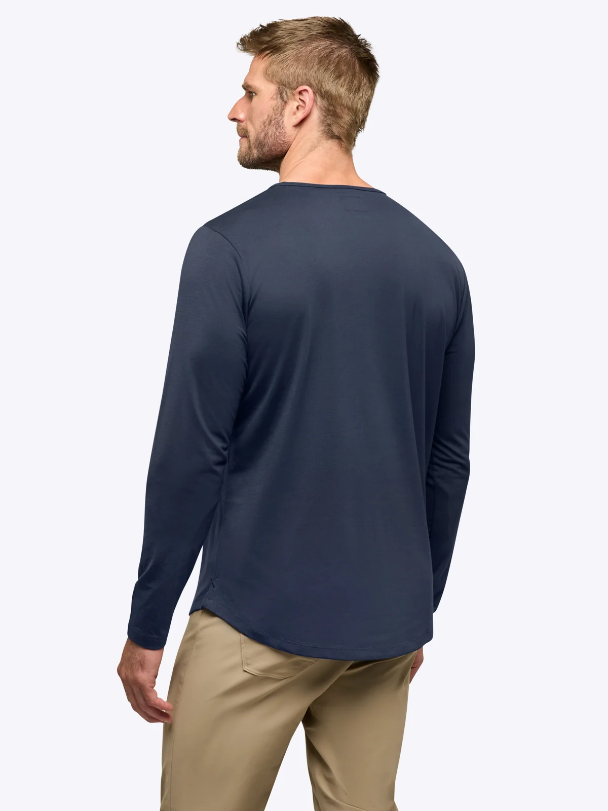 AO Long Sleeve Henley Curve-Hem | Pacific Blue Signature-fit PYCA Pro® - Image 4