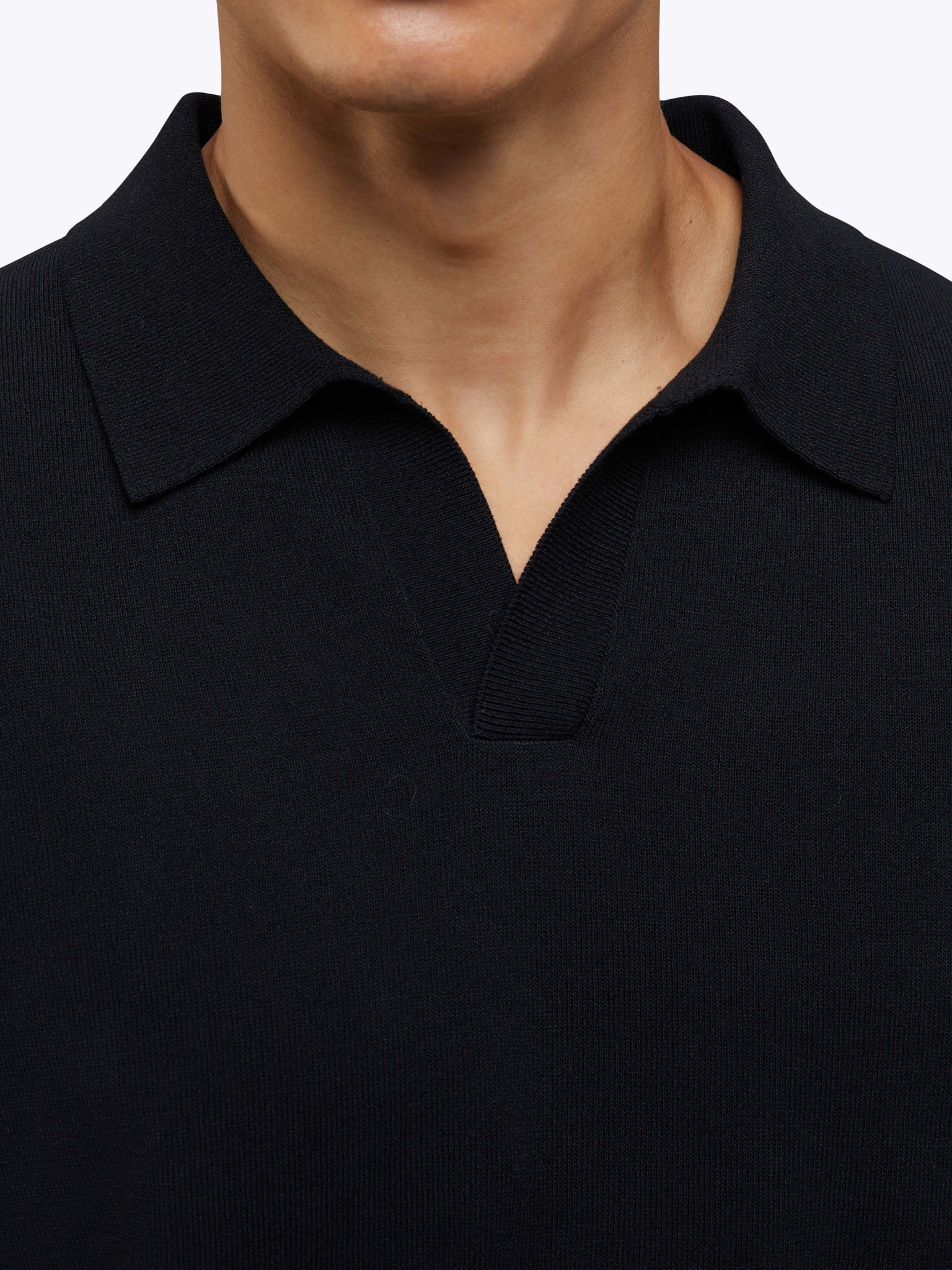 Riviera Knit Long Sleeve Polo | Black Signature-Fit - Image 4