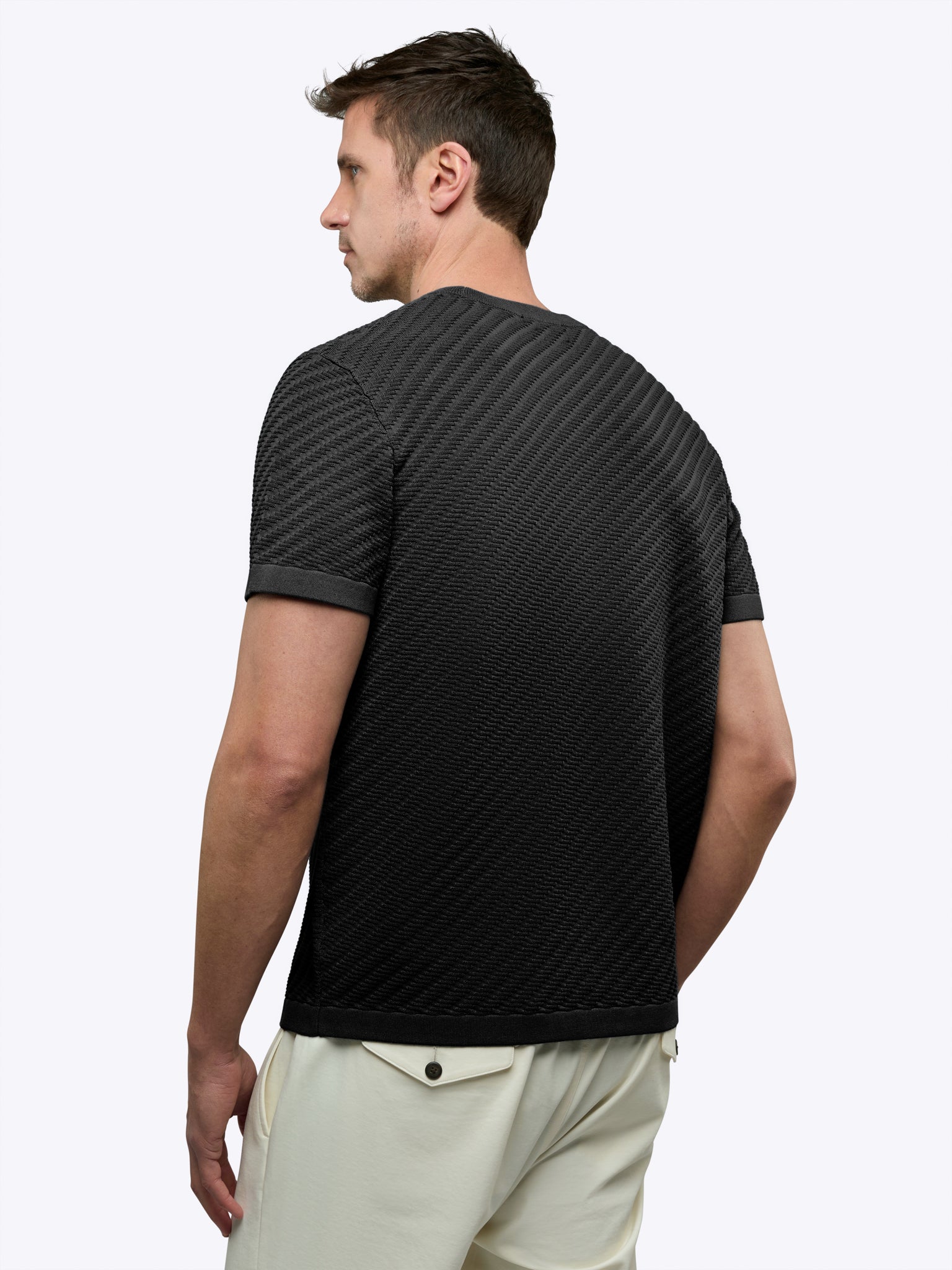Riviera Knit Textured Tee | Black Signature-Fit - Image 3