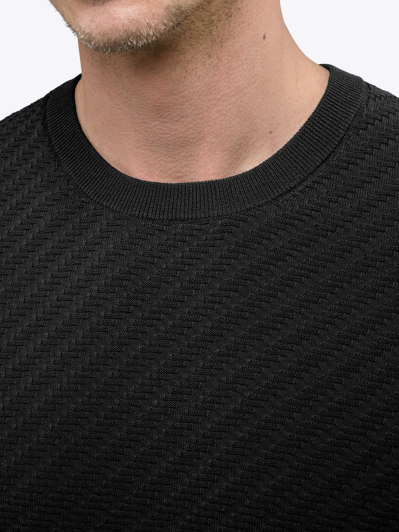 Riviera Knit Textured Tee | Black Signature-Fit - Image 4