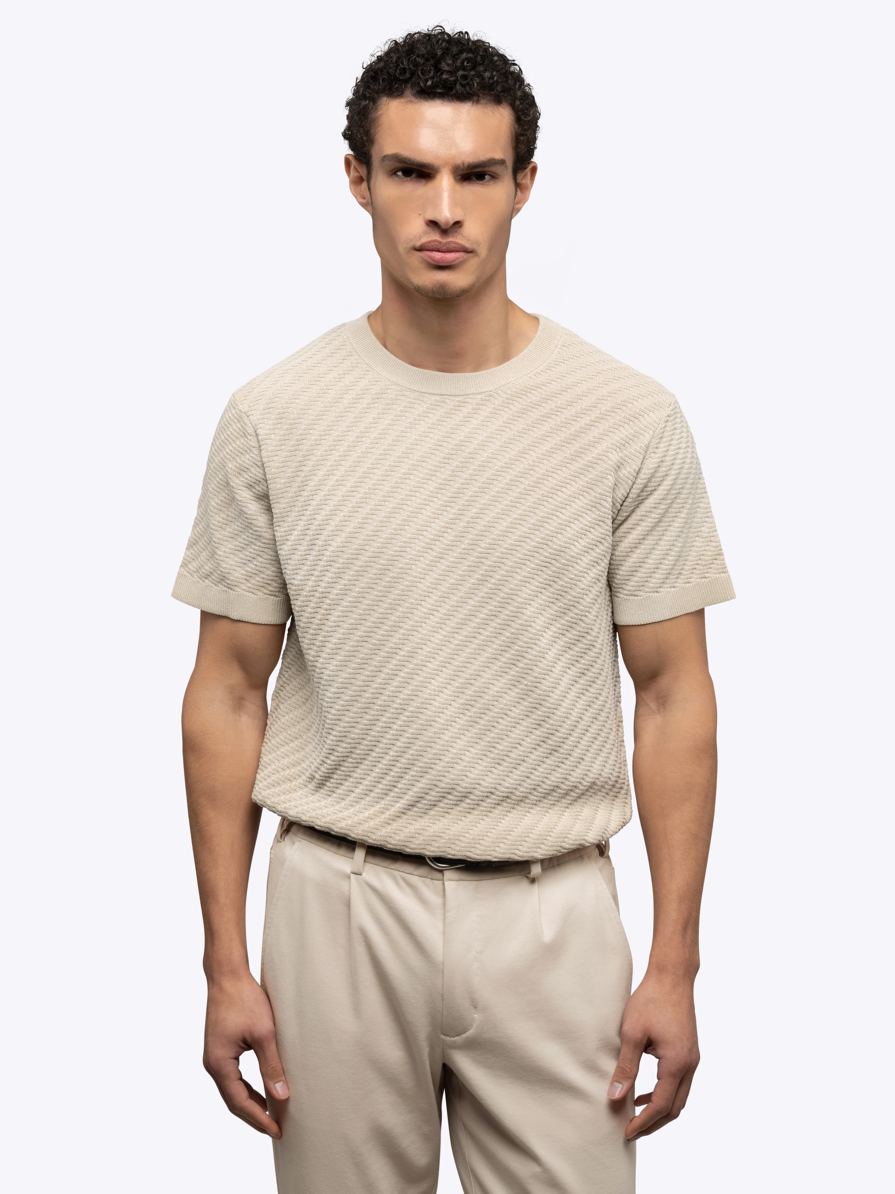 Riviera Knit Textured Tee | Sand Dune Signature-Fit - Image 3