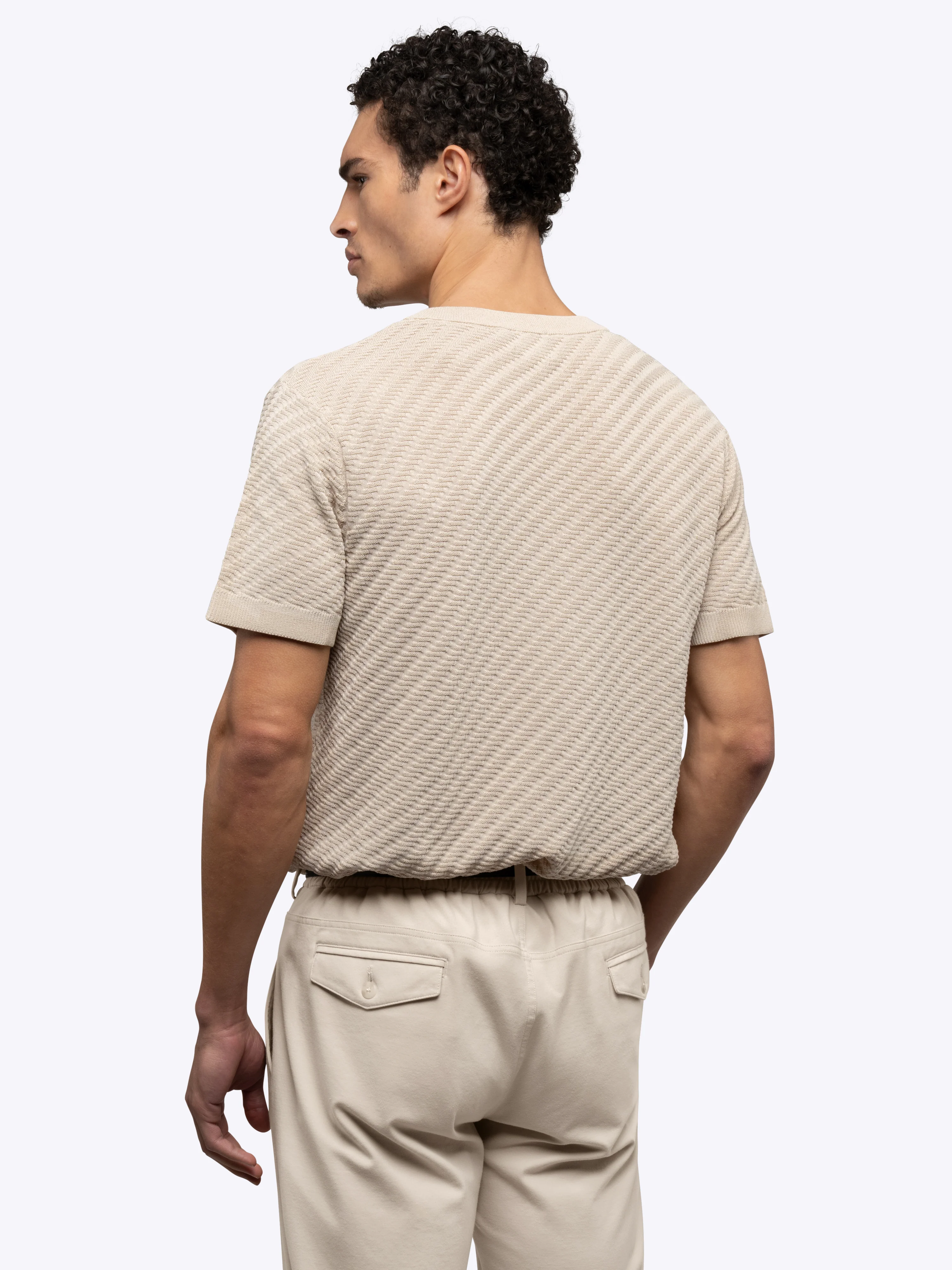 Riviera Knit Textured Tee | Sand Dune Signature-Fit - Image 4