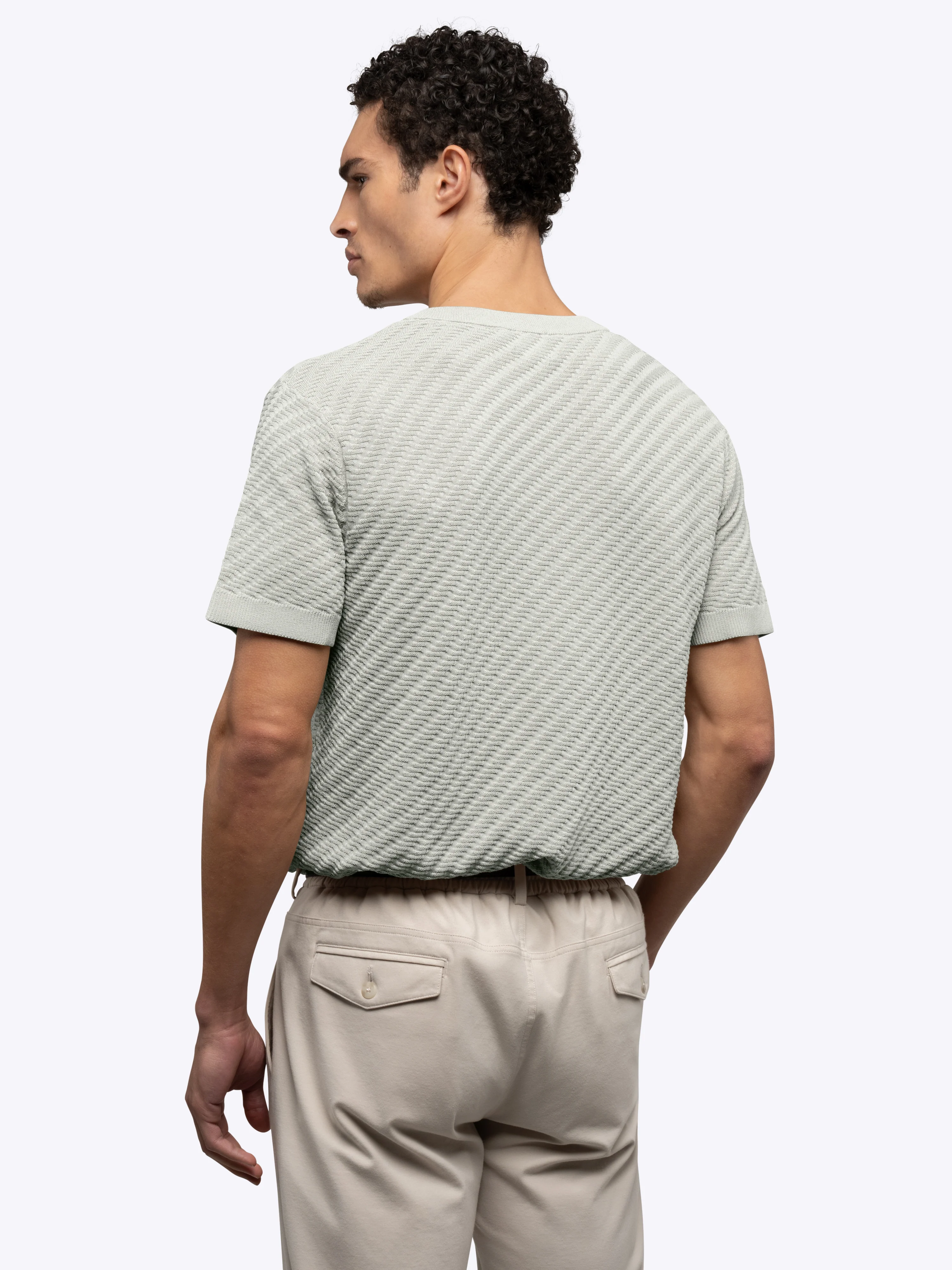 Riviera Knit Textured Tee | Morning Dove Signature-Fit - Image 3